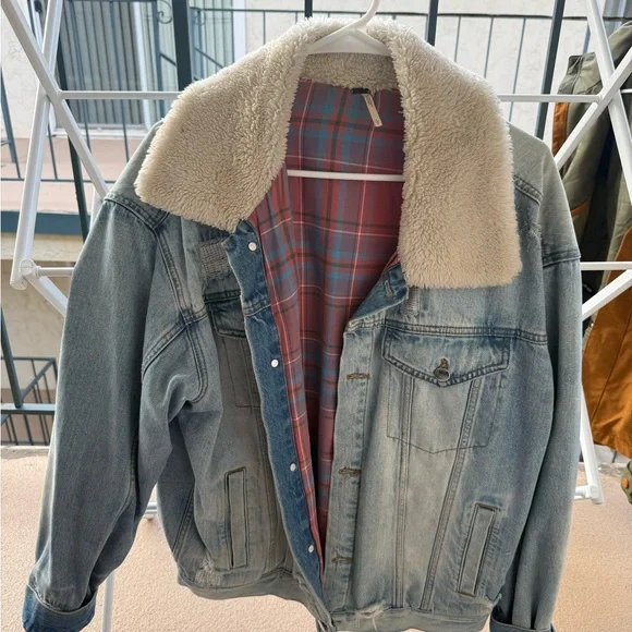 Free people Denim Sherpa-Lined Jacket - Picture 1 of 4